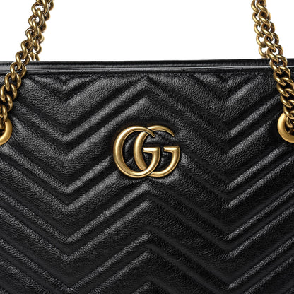 Gucci Vintage Calfskin Matelasse Medium GG Marmont Slim Tote Black 8 of 10