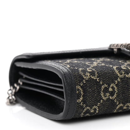 Gucci Jacquard Black Denim GG Monogram Mini Dionysus Chain Wallet Black Ivory 9 of 11