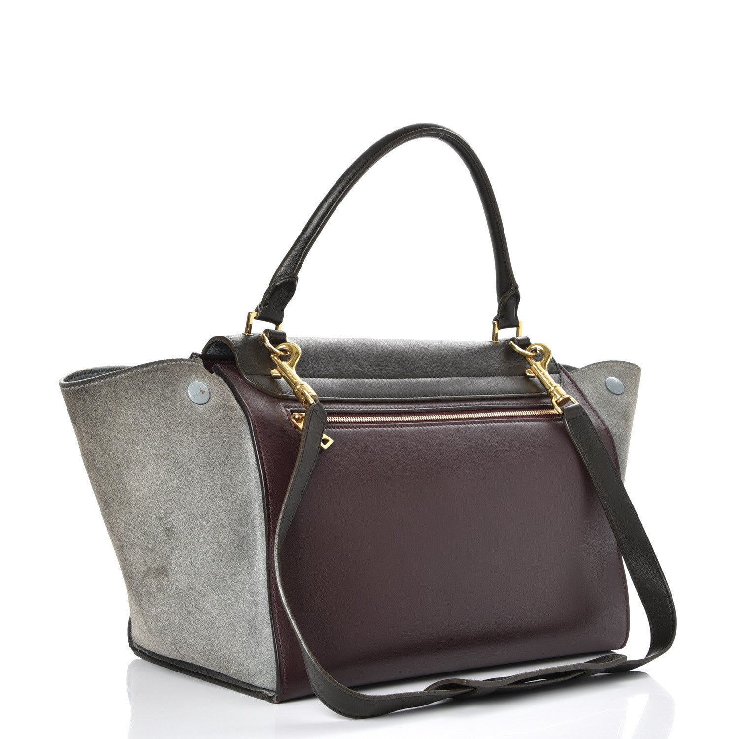Celine Smooth Calfskin Suede Medium Tri-Color Trapeze Dark Grey 4 of 23