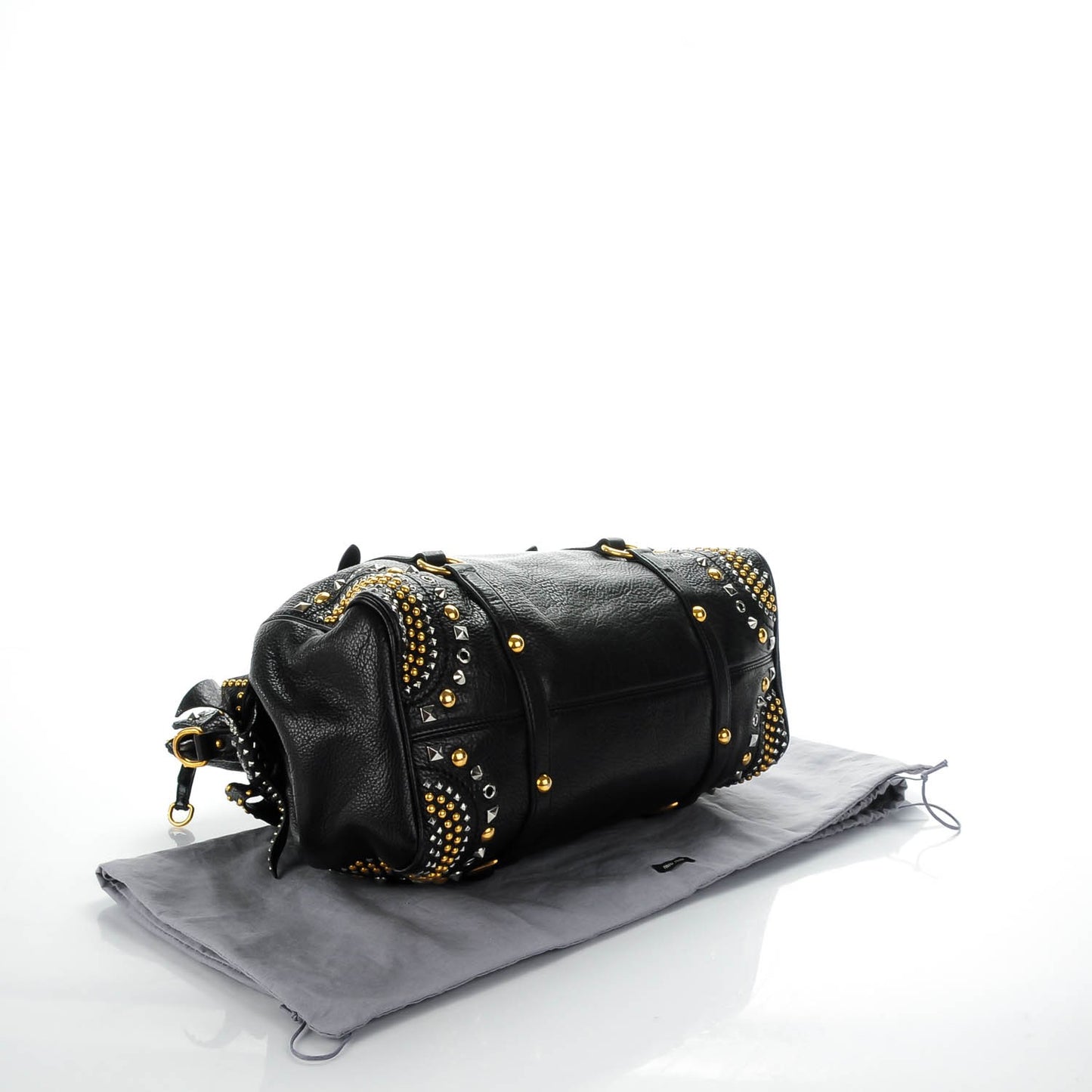 Vitello Studded Medium Bow Bag Nero Black