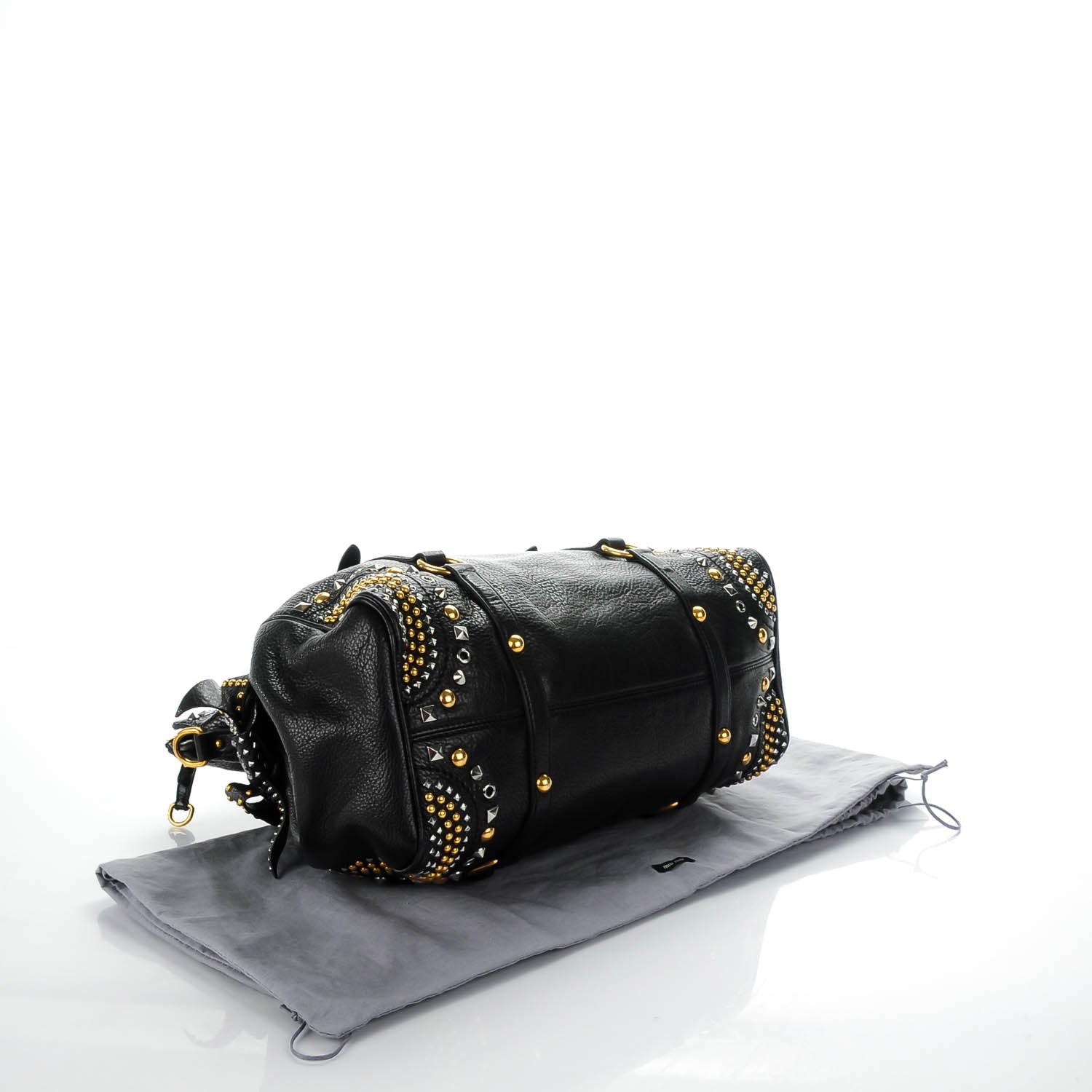 Miu Miu Vitello Studded Medium Bow Bag Nero Black 4 of 8