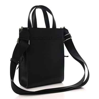 Fendi Vitello Cher Logo Embossed Mini Go To Shopper Tote Black 3 of 9