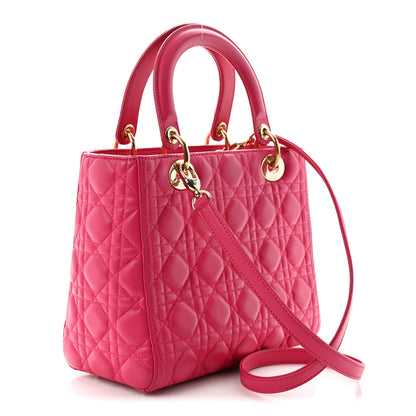 Christian Dior Lambskin Cannage Medium Lady Dior Fuchsia 3 of 12