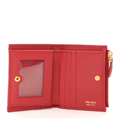 Prada Saffiano Zip Top Compact Wallet Fuoco 5 of 6