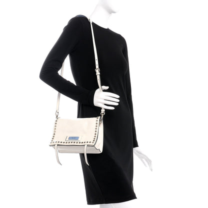 Prada Glace Calf Studded Etiquette Flap Bianco Astra 2 of 10