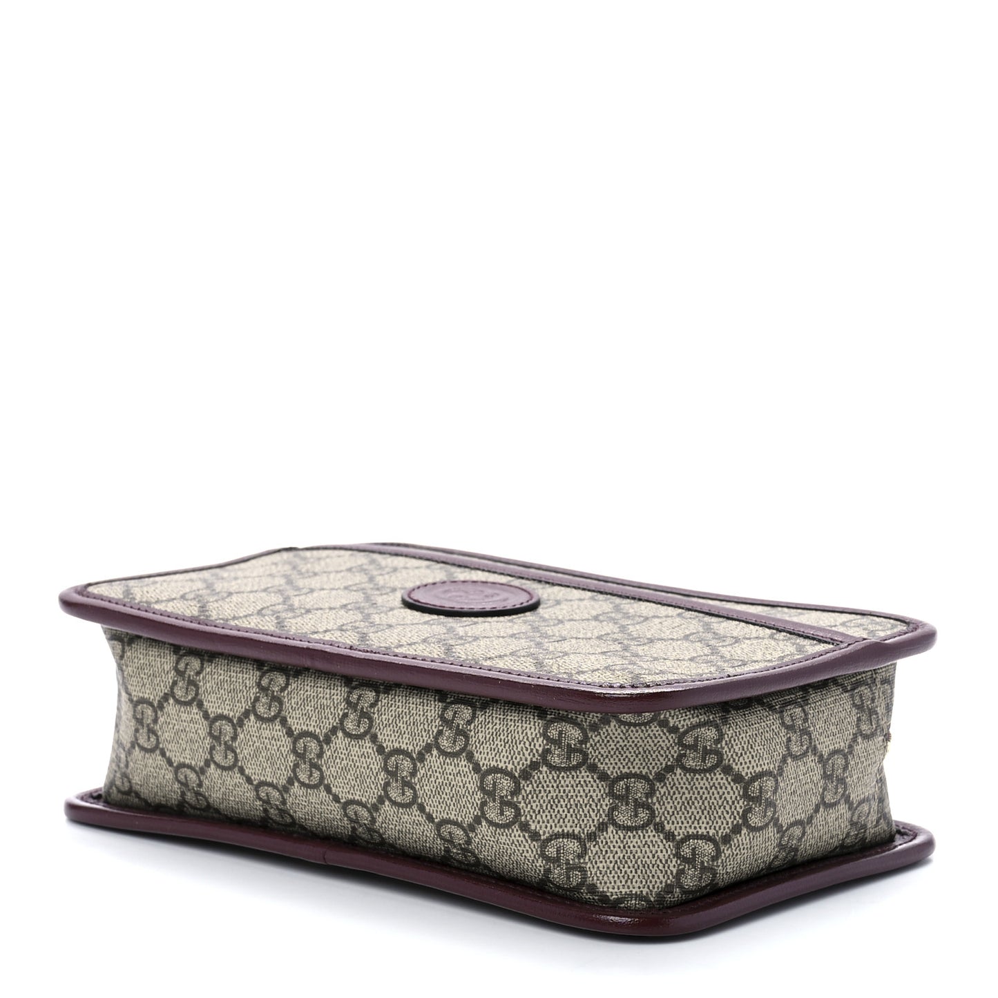 GG Supreme Monogram Textured Calfskin Retro Interlocking G Travel Pouch Beige Ebony Burgundy