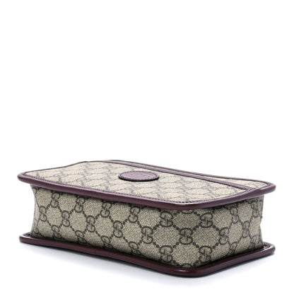 Gucci GG Supreme Monogram Textured Calfskin Retro Interlocking G Travel Pouch Beige Ebony Burgundy 8 of 11