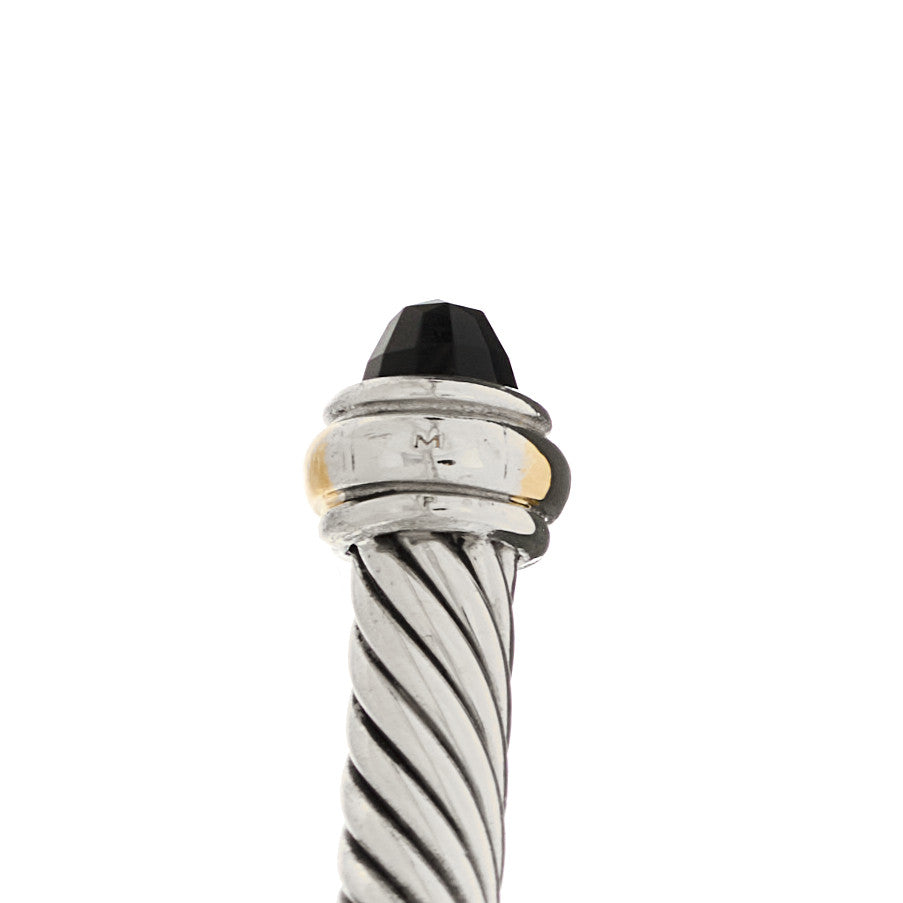David Yurman Sterling Silver 18K Yellow Gold Black Onyx 4mm Cable Classics Bracelet 3 of 4
