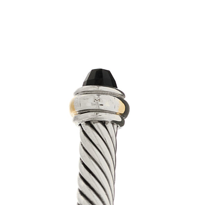 David Yurman Sterling Silver 18K Yellow Gold Black Onyx 4mm Cable Classics Bracelet 3 of 4