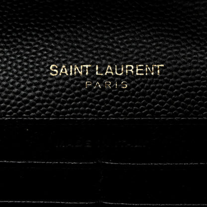 Saint Laurent Grain De Poudre Matelasse Chevron Monogram Chain Wallet Black 6 of 10