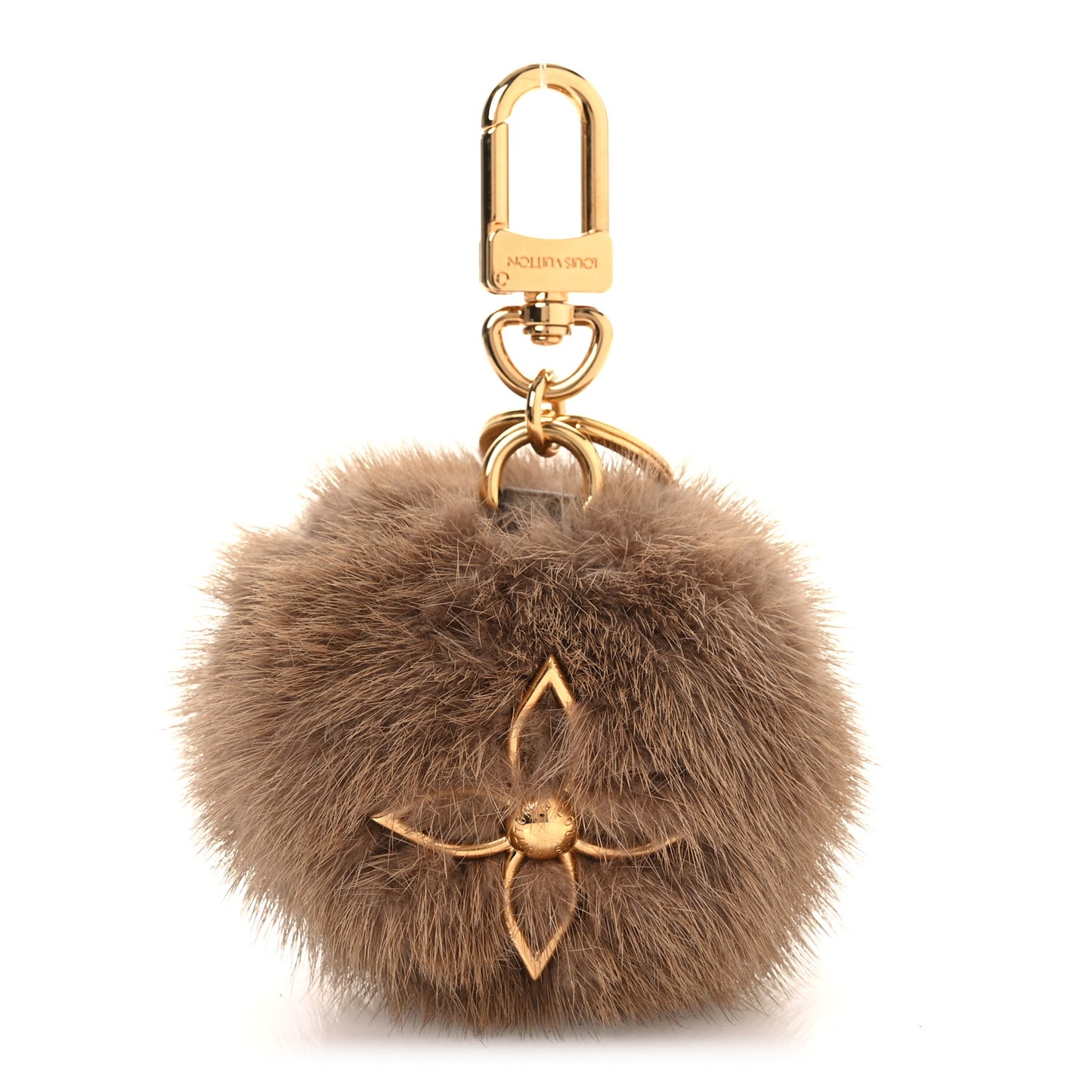 Mink Fur Lovely Vision Bag Charm Key Holder Brown