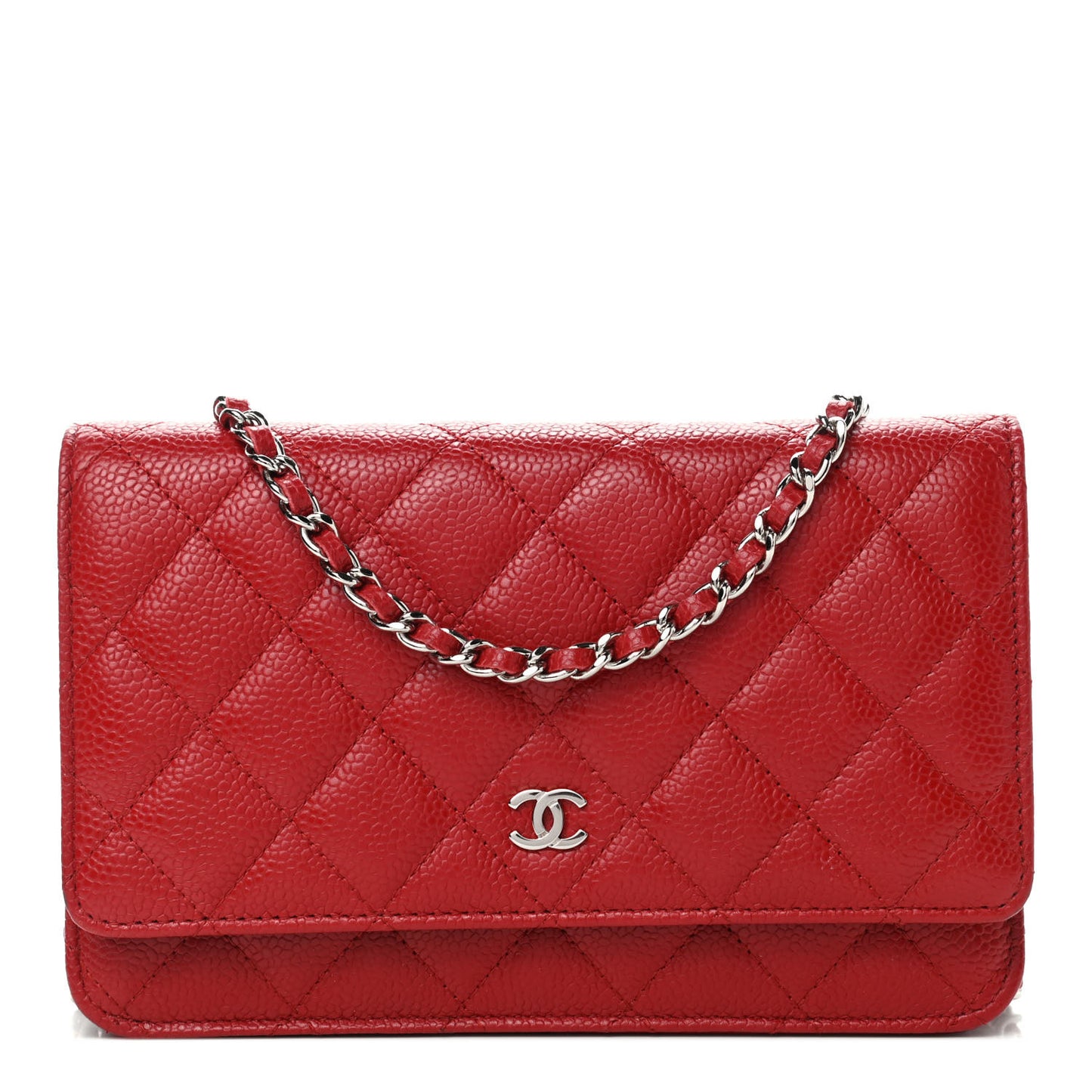 Caviar Quilted Wallet On Chain WOC Red