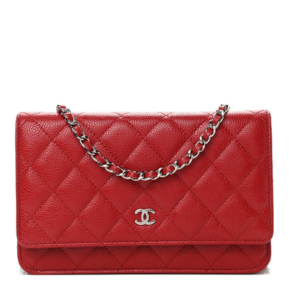Chanel Caviar Quilted Wallet On Chain WOC Red 1 of 4