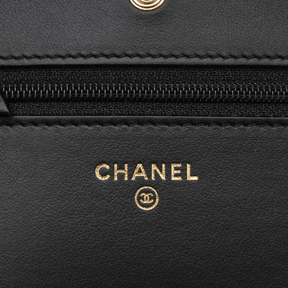 Chanel Aged Calfskin Quilted Lucky Charms 2.55 Reissue Wallet On Chain WOC Black 6 of 8