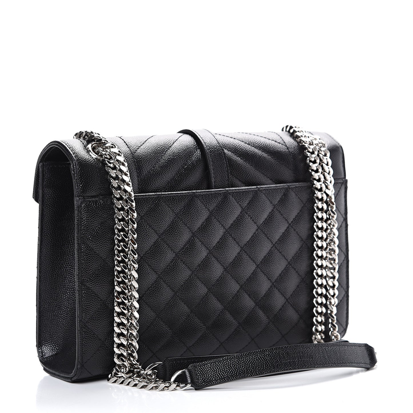 Grain De Poudre Textured Mixed Matelasse Triquilt Medium Monogram Satchel Black