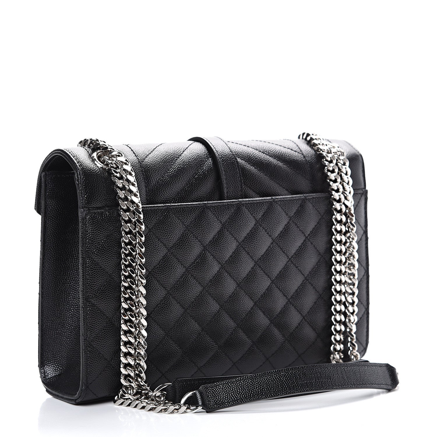 Saint Laurent Grain De Poudre Textured Mixed Matelasse Triquilt Medium Monogram Satchel Black 2 of 9
