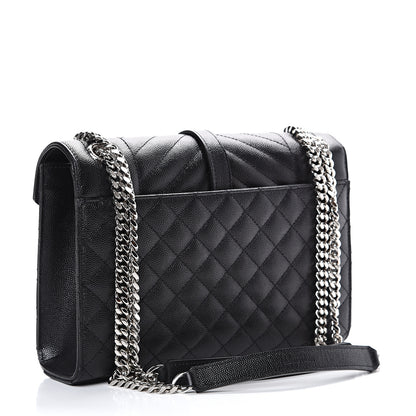 Saint Laurent Grain De Poudre Textured Mixed Matelasse Triquilt Medium Monogram Satchel Black 2 of 9