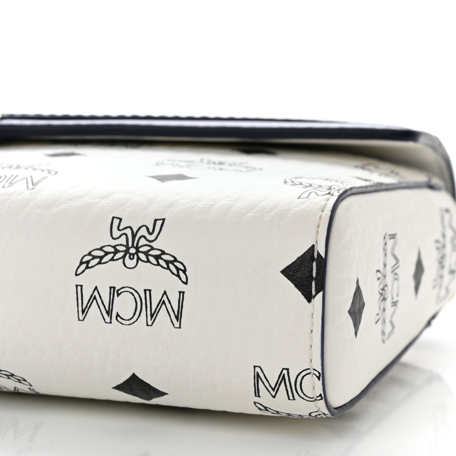 MCM Calfskin Visetos Monogram Medium Millie Color Block Crossbody Bag White Mood Indigo 10 of 10