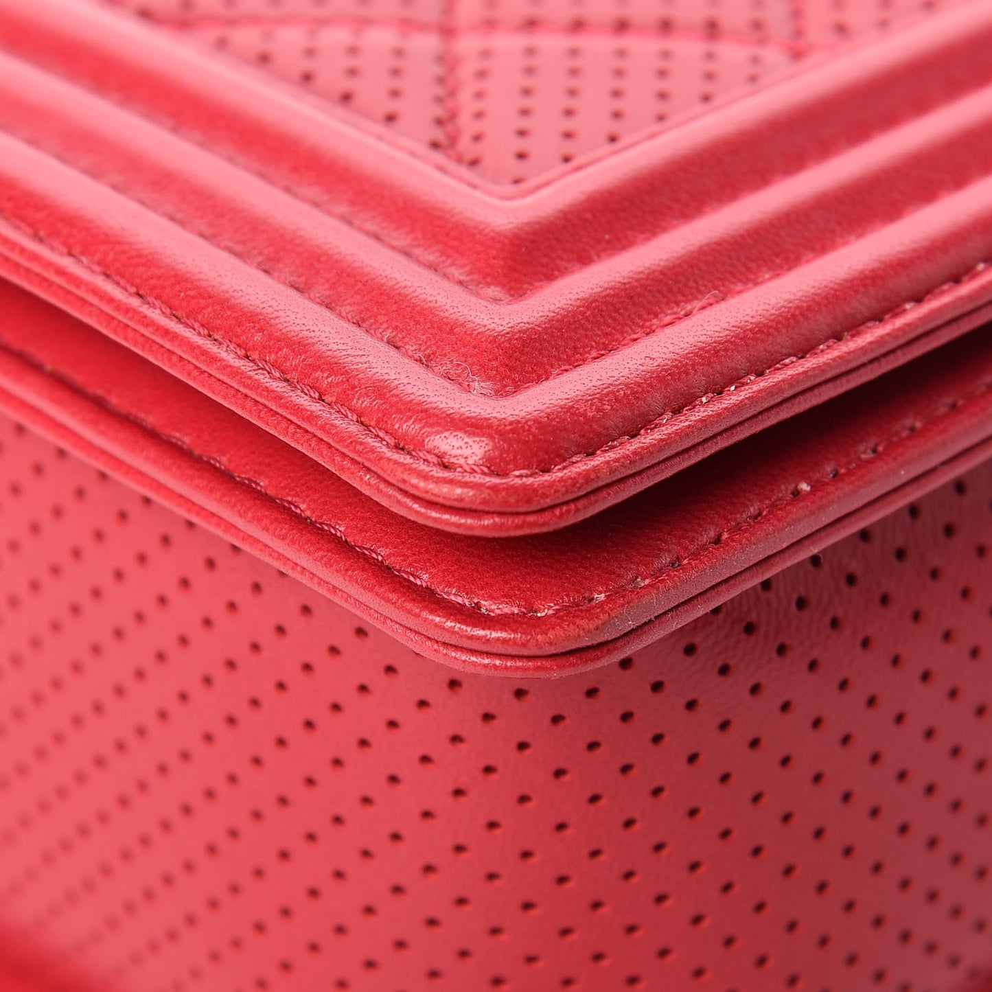 Perforated Lambskin Quilted New Medium Boy Flap Dark Pink