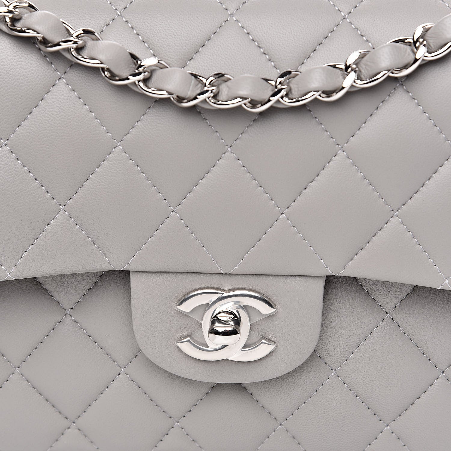Chanel Lambskin Quilted Small Double Flap Grey 11 of 12