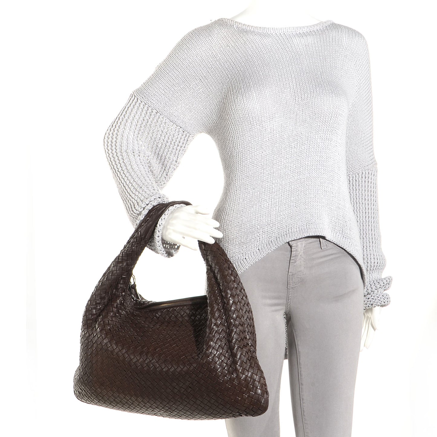 Nappa Intrecciato Large Veneta Hobo Ebano