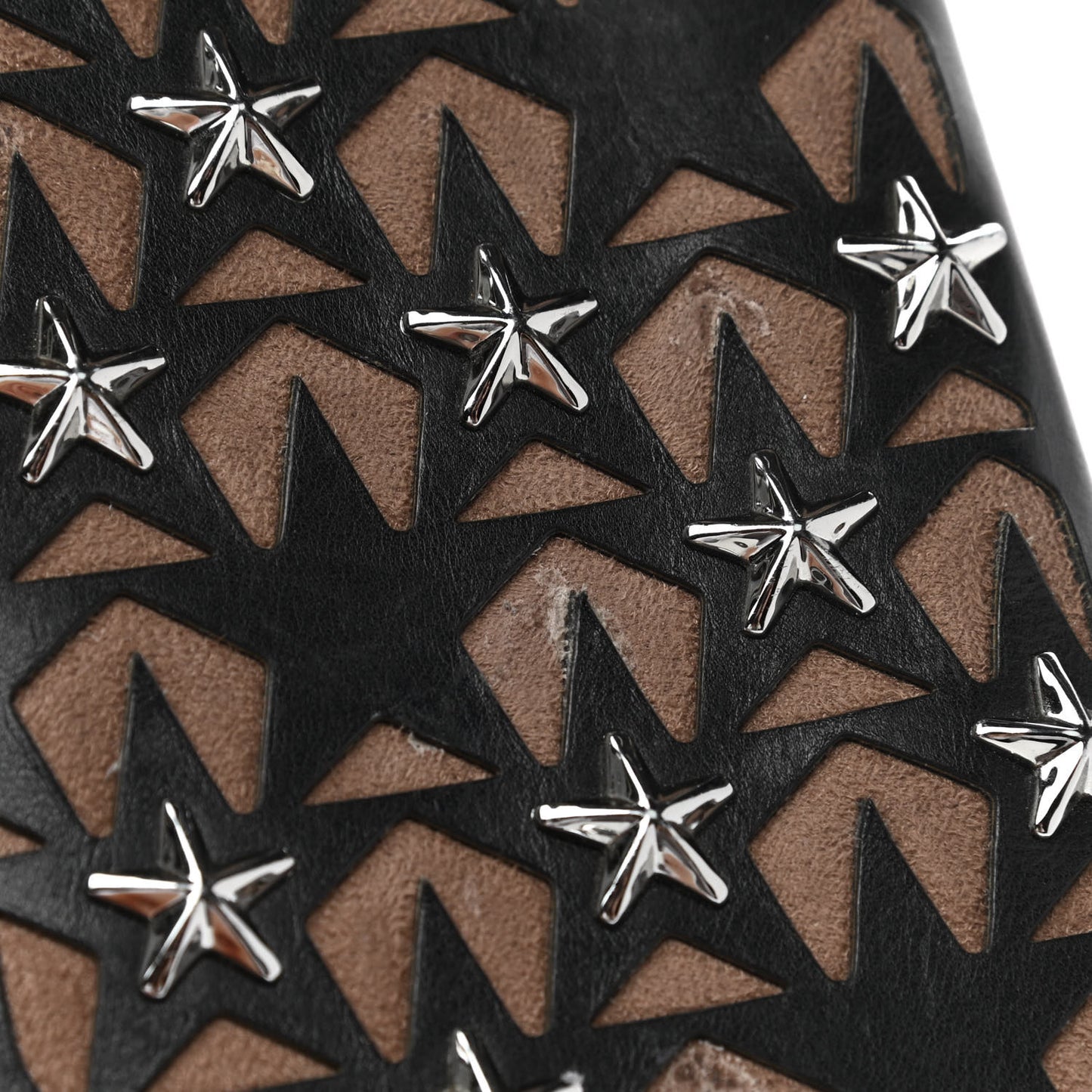 Calfskin Filipa Star Perforated Zip Around Wallet Black Brown