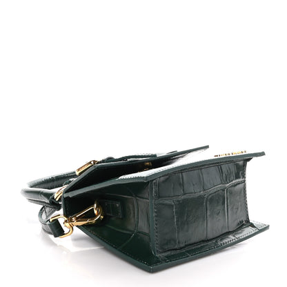 Jacquemus Calfskin Crocodile Embossed Le Chiquito Moyen Dark Green 4 of 9