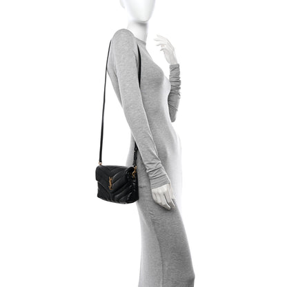 Saint Laurent Calfskin Y Quilted Monogram Toy Loulou Crossbody Bag Black 2 of 12