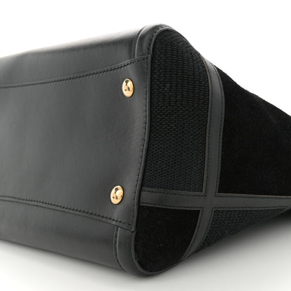 Salvatore Ferragamo Calfskin Suede Patchwork Double Handle Small Amy Tote Black 10 of 11