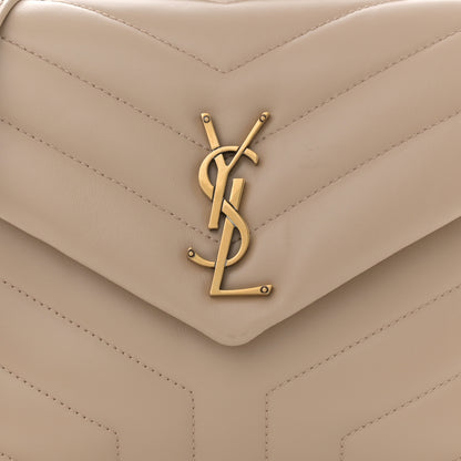 Saint Laurent Calfskin Y Quilted Monogram Small Loulou Chain Satchel Dark Beige 12 of 14