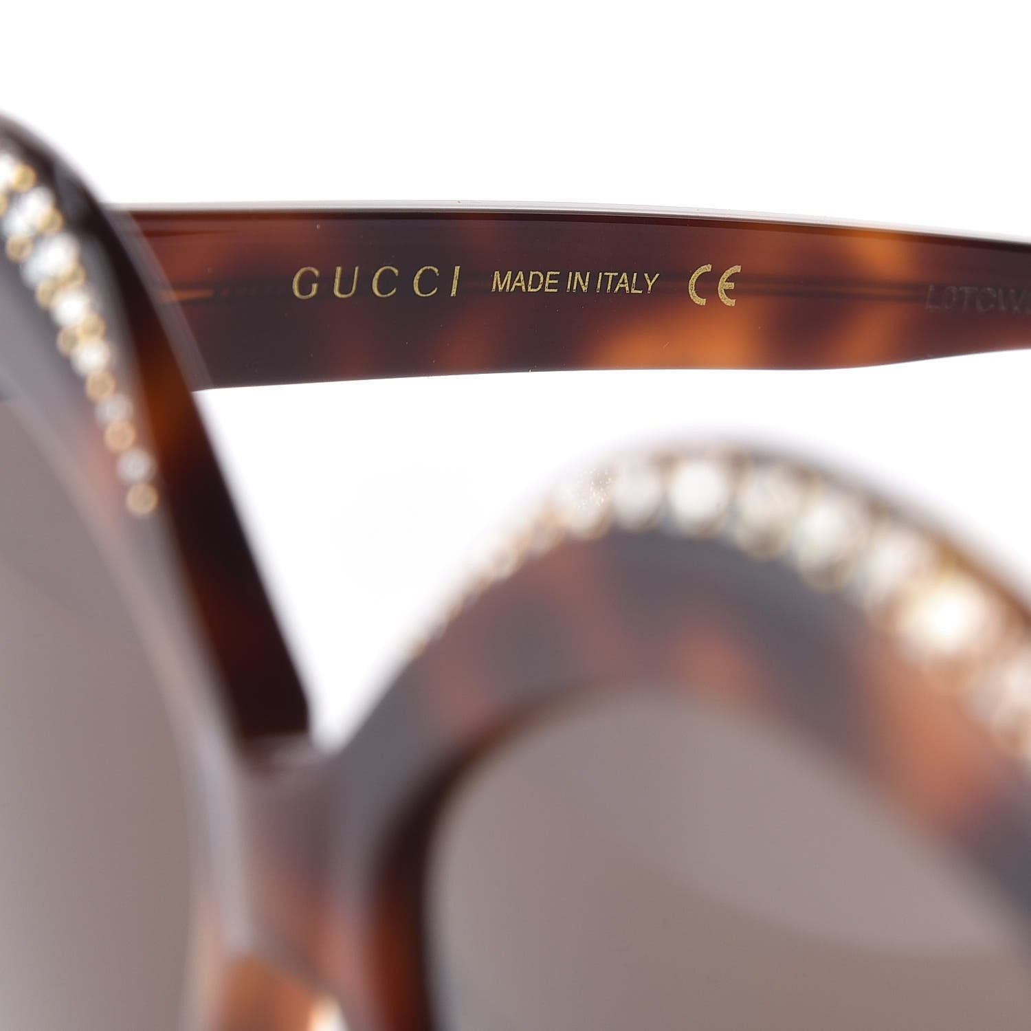Gucci Crystal Cat Eye GG0118S Sunglasses Havana Brown 6 of 6