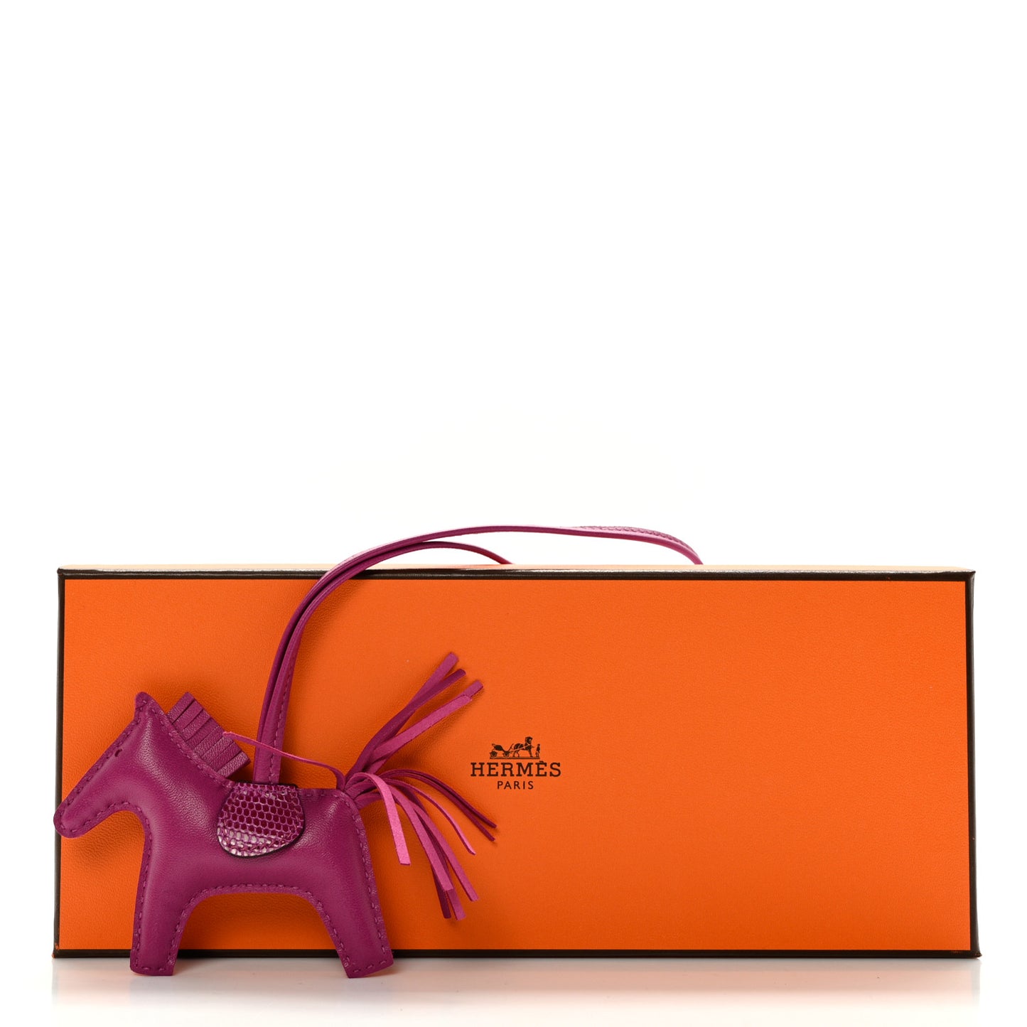 Milo Lambskin Lizard Touch Grigri Rodeo Horse Bag Charm PM Rose Pourpre