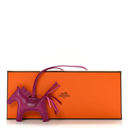 Hermes Milo Lambskin Lizard Touch Grigri Rodeo Horse Bag Charm PM Rose Pourpre 4 of 4