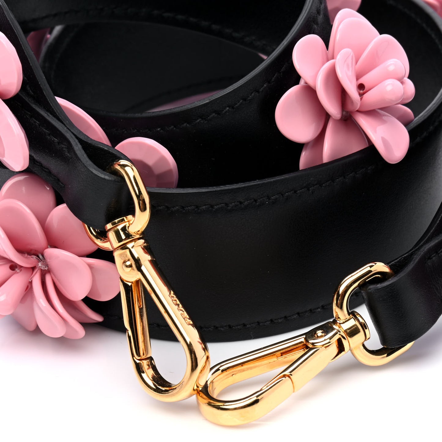 Calfskin Plexiglass Flower Shoulder Strap Black Pink