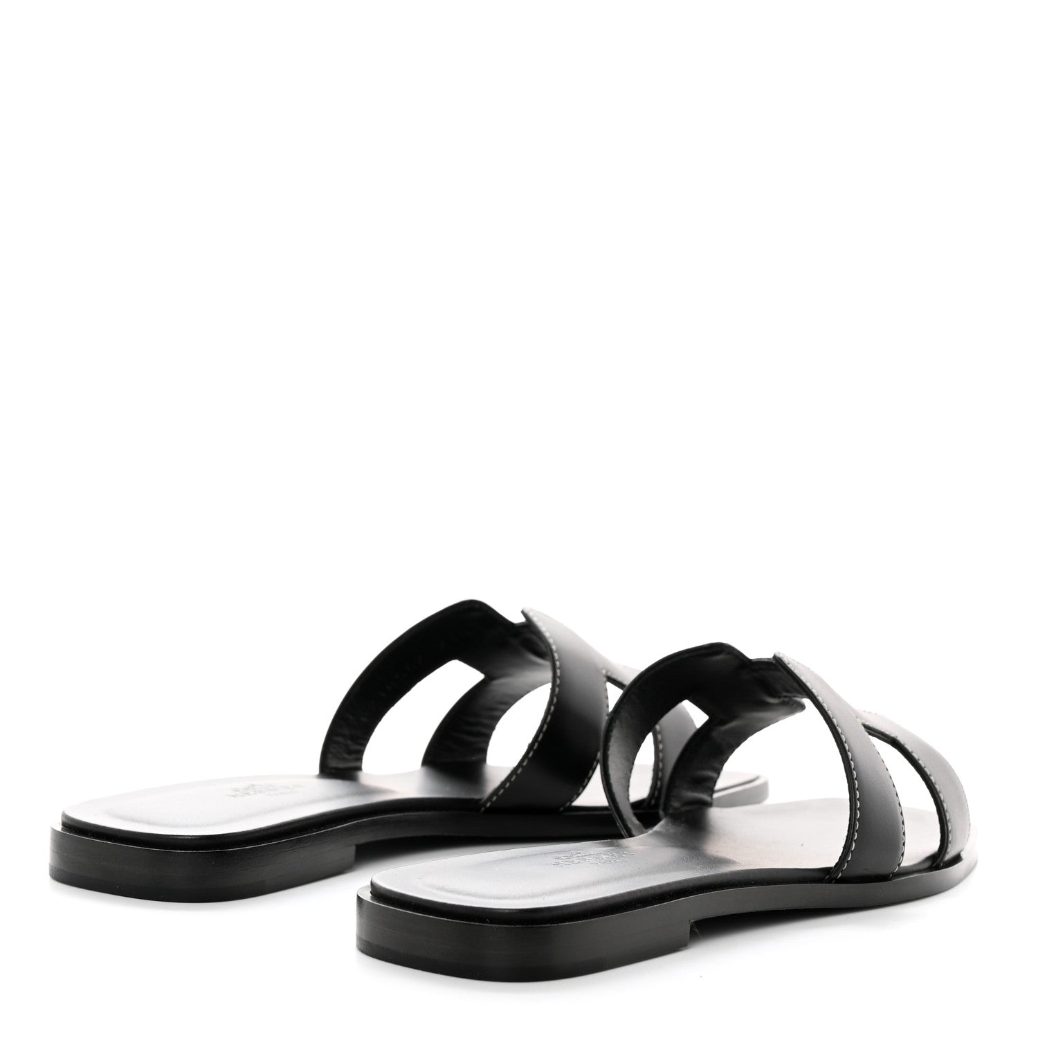 Hermes Box Calfskin Oran Sandals 36 Black 4 of 9