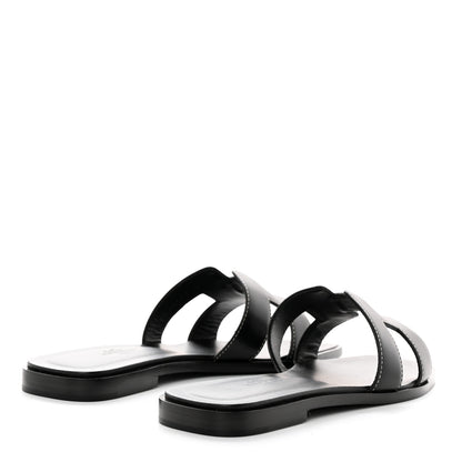 Hermes Box Calfskin Oran Sandals 36 Black 4 of 9