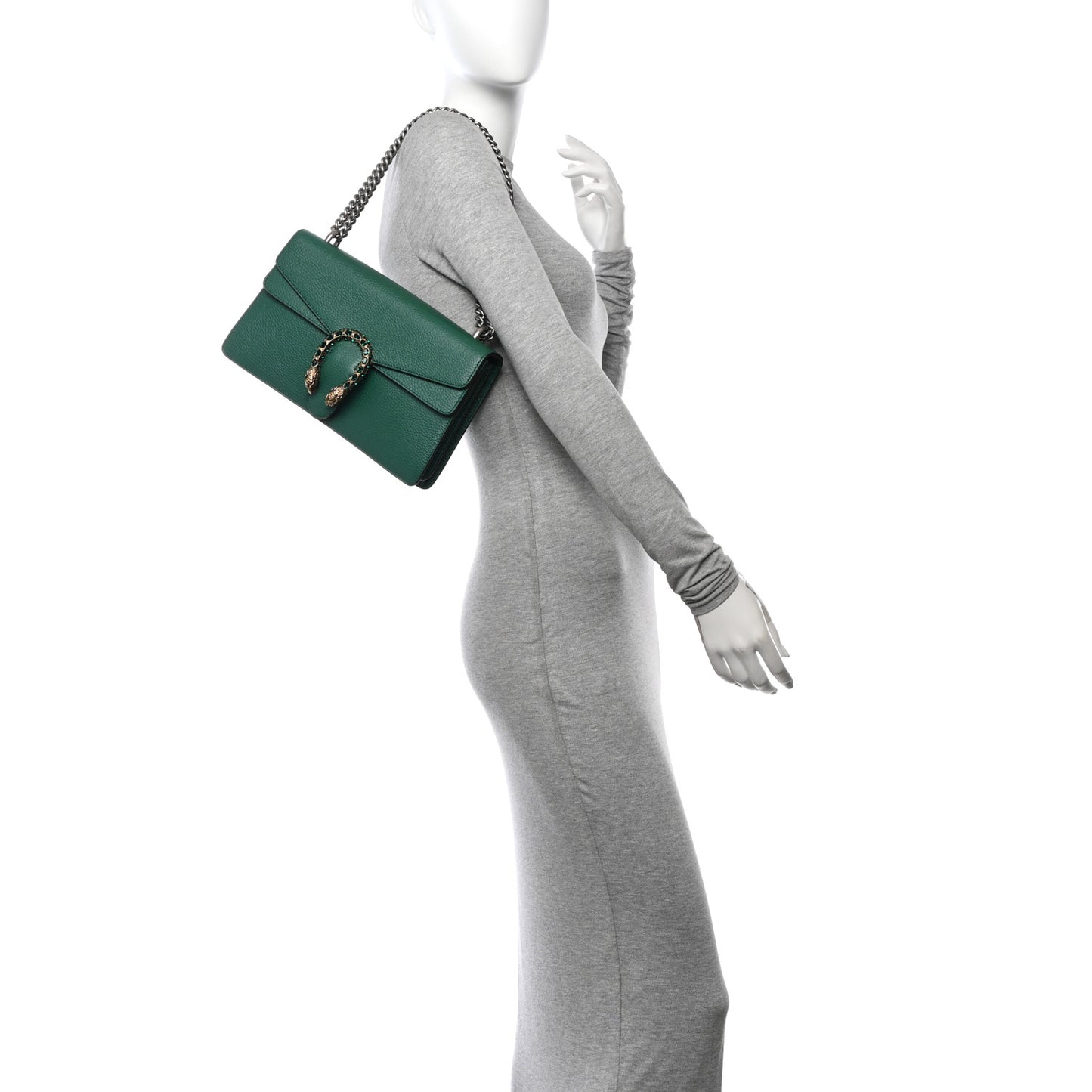 Pebbled Calfskin Small Dionysus Shoulder Bag Emerald