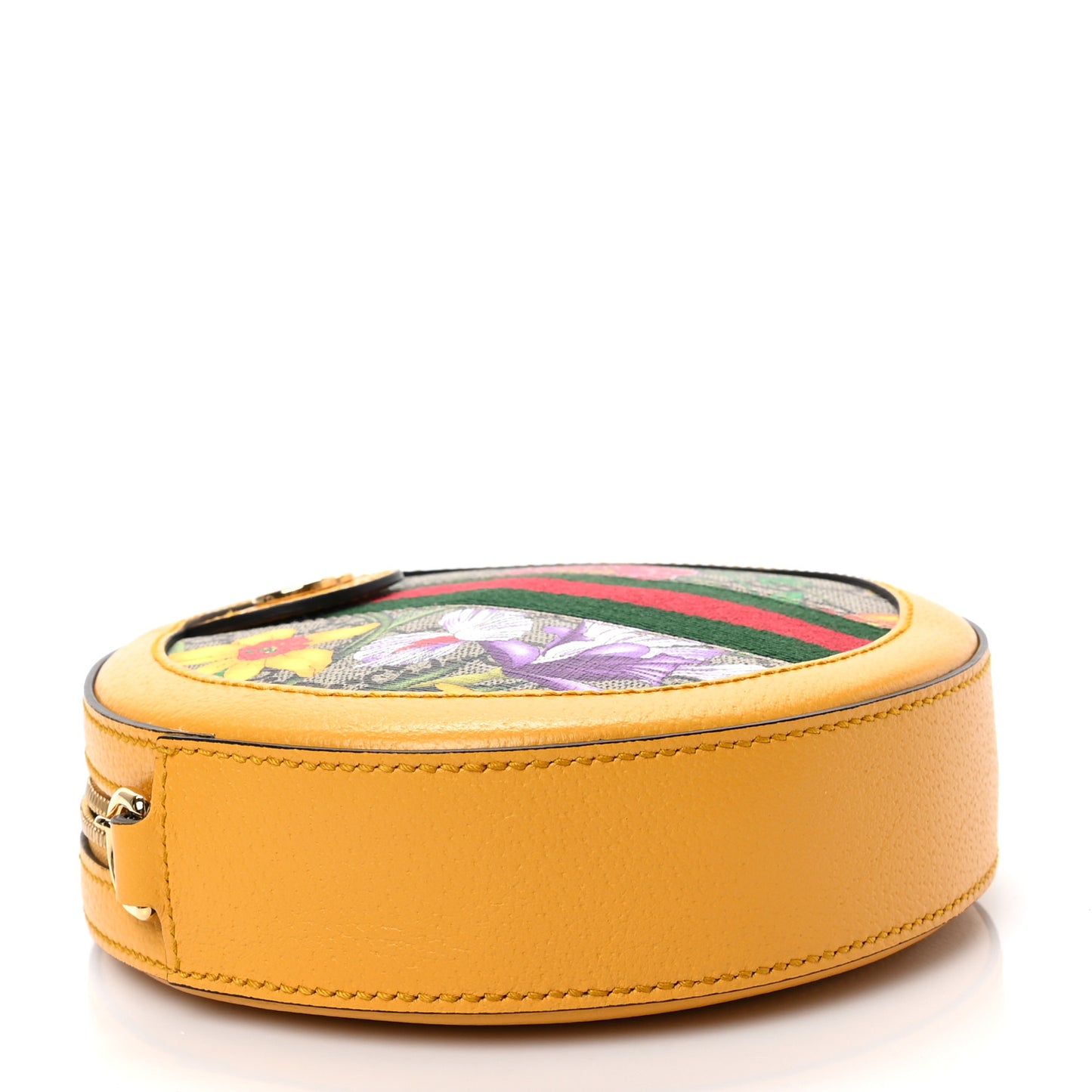 GG Supreme Monogram Flora Web Mini Ophidia Round Shoulder Bag Beige Multicolor Crop