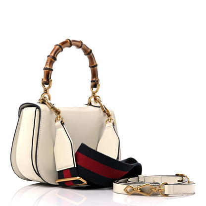 Gucci Boarded Dyana Lux Calfskin Web Small Bamboo 1947 Top Handle Bag Mystic White 3 of 9