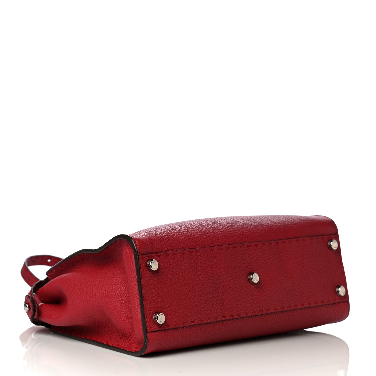 Fendi Cuoio Romano Selleria Bi-Color Medium Peekaboo Iconic Satchel Rosso Latte 4 of 18