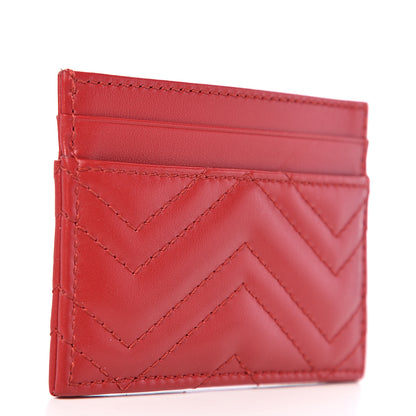 Gucci Calfskin Matelasse GG Marmont Card Holder Hibiscus Red 2 of 6