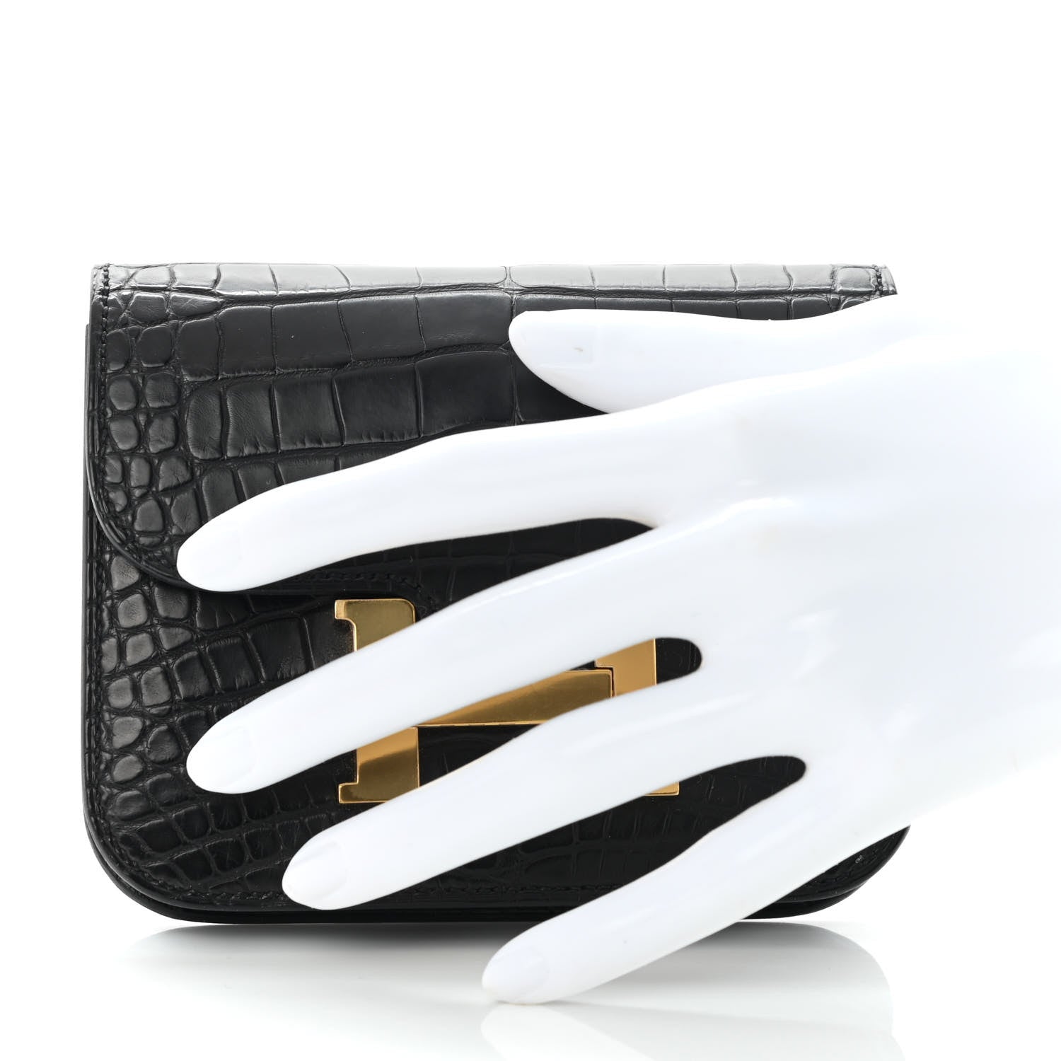 Hermes Matte Alligator Constance Slim Wallet Black 3 of 10
