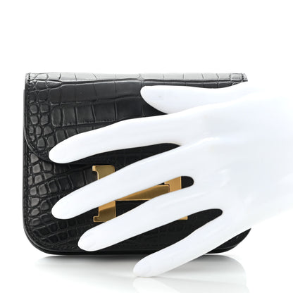 Hermes Matte Alligator Constance Slim Wallet Black 3 of 10