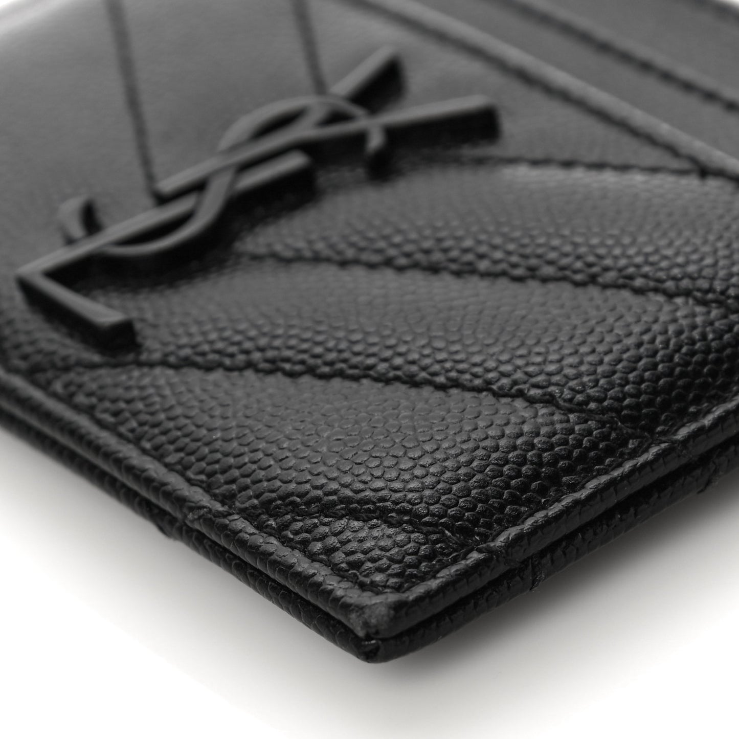 Grain De Poudre Matelasse Chevron Monogram Credit Card Case Black