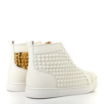 Christian Louboutin Calfskin Laminato Dino Spikes Yang Louis Flat Sneakers 37.5 Latte Gold 4 of 13