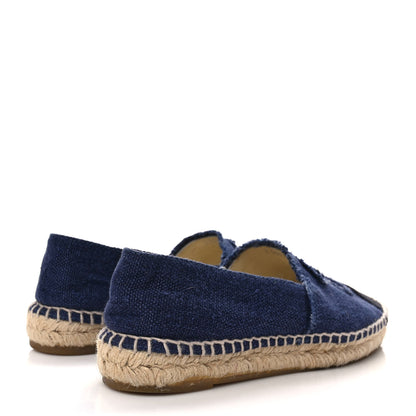 Chanel Denim Toile CC Espadrilles 37 Navy Black 4 of 7