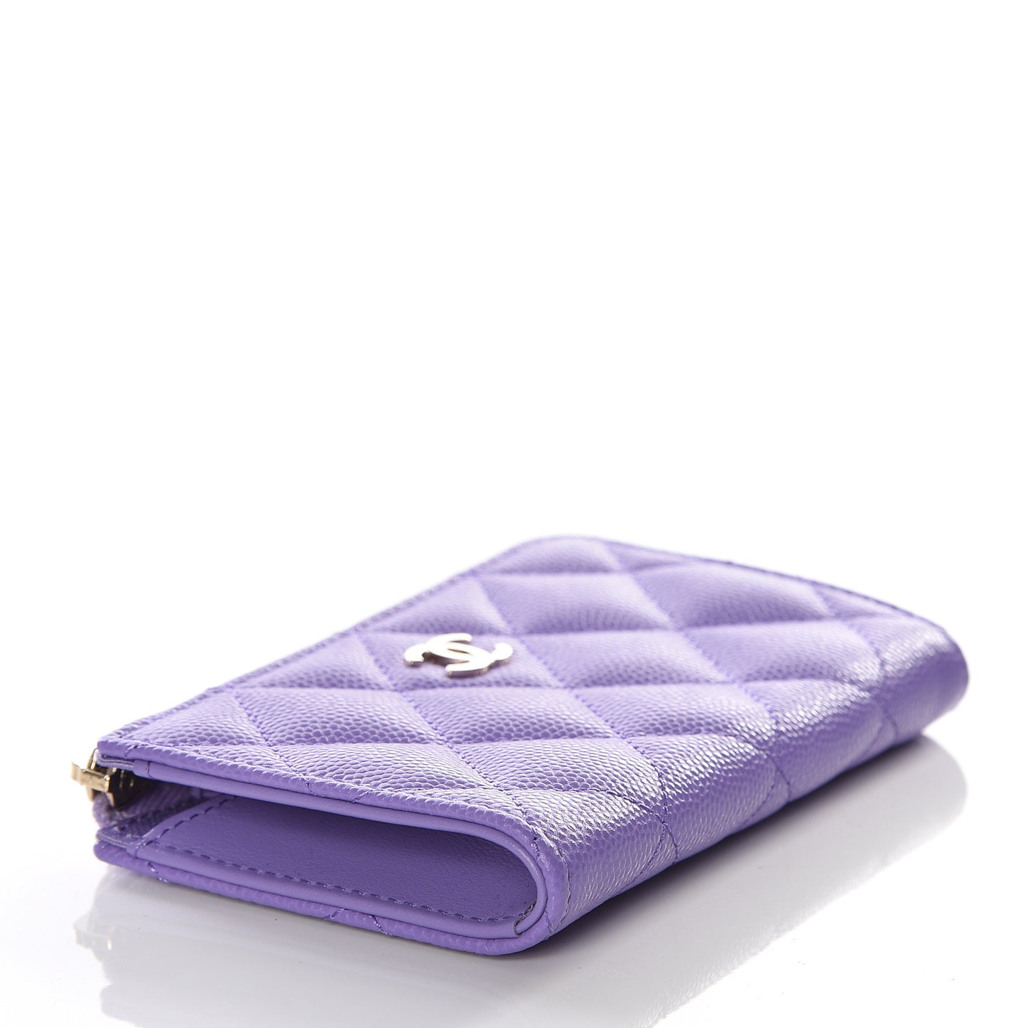 Caviar Quilted Zipped Key Holder Case Purple
