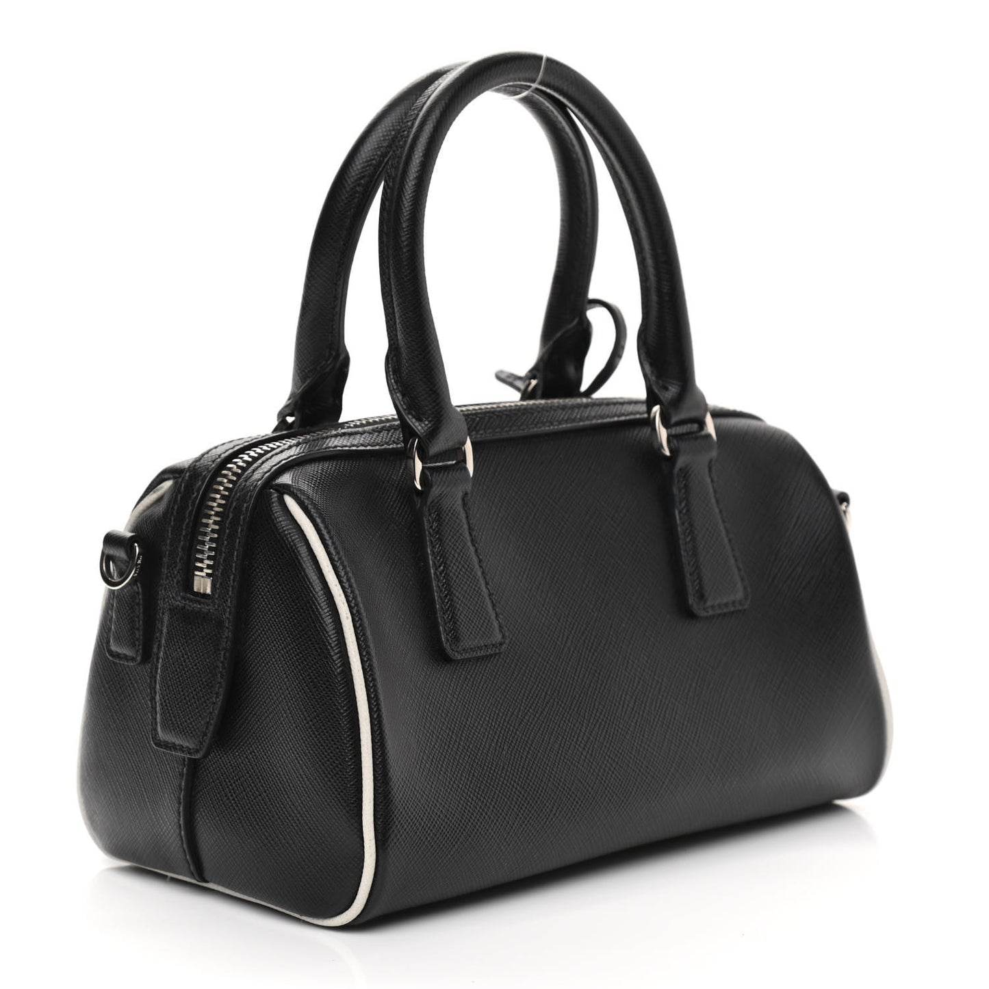 Saffiano Lux Mini Convertible Bowler Black White