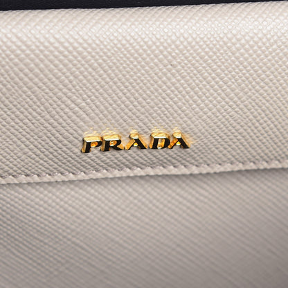 Prada Saffiano Cuir Medium Double Bag Talco Nero Black 8 of 9