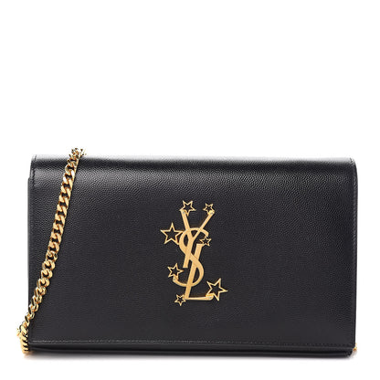 Saint Laurent Grain De Poudre Star Studded Monogram Wallet on Chain Black 1 of 11